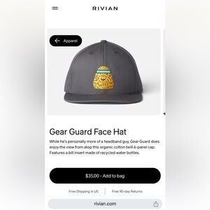 Rivian Hat - Gear Guard Face Hat - New and Unworn!